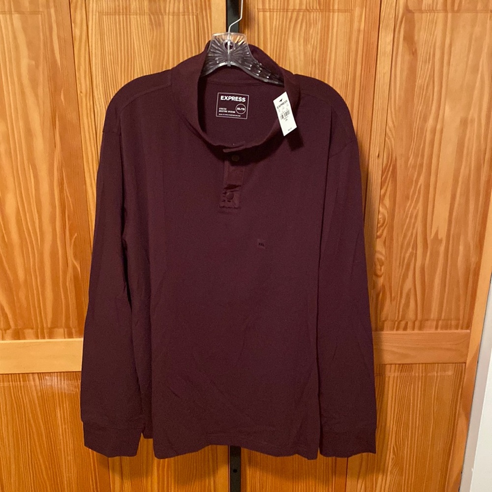 EXPRESS men’s half button up funnel collar shirt